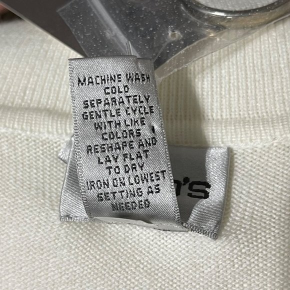 Chico’s NWT size 2 (L/12) ivory single button pockets short sleeve cardigan top - Picture 5 of 7